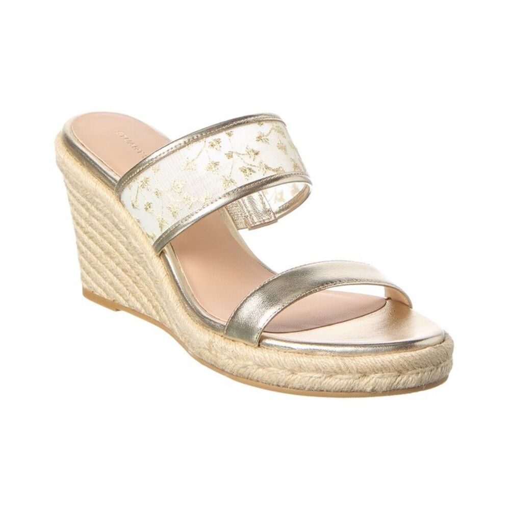 Stuart Weitzman Lily Espadrille Wedge Sandal Canvas, Gold
